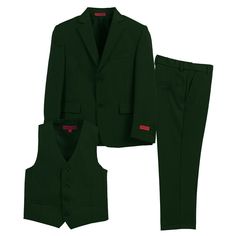 The Gioberti Boy's Formal 3-Piece Suit Set includes a dress pant, vest, and jacket. This three-piece suit set is appropriate for all formal and casual special occasions and events, including weddings, birthday parties, communions, Easter services, churches, Christmas, and other holidays. If you want to find the best suits for your boys to finish their stunning appearance, Gioberti is the brand to choose. Our suits are guaranteed to impress at weddings, parties, and other events. It has a sophist Formal Dresses Boys, Formal Outfit For Boys, Green Formal Outfit, Boys Vest, Formal Suit, Kids Clothes Boys, Three Piece Suit, Formal Suits, 3 Piece Suits