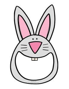 a cartoon bunny's face with pink ears and nose is shown in the shape of a ring