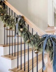 christmas garland on the banisters and stairs