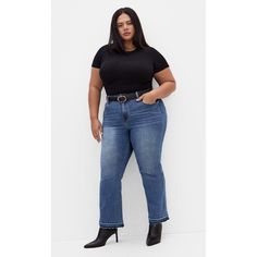 Both trendy and versatile, the Paloma Kick Flare Jeans have it all. This is the ideal style for our smaller waist-ed pear shaped girl with the ultimate stretch and retention in the fabric, to please the curves. Designed to satisfy comfort & deliver on style! Bold and fiercely fashionable, no one does plus size fashion like City Chic. Loved around the globe for its diverse range of fashion-forward styles for any occasion. From show-stopping evening gowns to workwear and casualwear, City Chic will Pear Shaped Girls, Smaller Waist, Kick Flare Jeans, Kick Flares, Womens Fleece, Chic Woman, City Chic, Bottom Clothes, Ssbbw Jeans