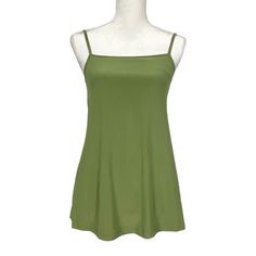 Lime Green Jersey Tank Top By Sympli Square Neck Spaghetti Straps Built In Shelf Bra Tunic Style Drapes To A Slightly Longer Length For A Flattering Fit Side Slits Made In Canada 94% Polyester 6% Spandex Size 6 Length 25.5” Underarm To Underarm 15.5” Unstretched New With Tags Casual Plain Tank Top For Summer, Solid Color Workout Tops For Summer, Basic Summer Camisole For Loungewear, Basic Summer Loungewear Camisole, Green Sporty Tops For Vacation, Sporty Green Tops For Vacation, Green Spaghetti Strap Tops For Loungewear, Green Cami Tank Top For Loungewear, Green Summer Workout Tops