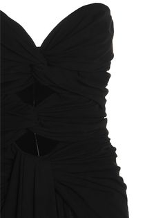 Short viscose strapless dress with cut-out details at the front, draping, a hook-and-eye and snap closure and a band neckline. Composition: 100% Viscose Saint Laurent Women, Short Noir, Mauve Dress, Cut Out Dress, Androgynous Fashion, Black Short Dress, Fringe Skirt, Out Dress, Suit Accessories