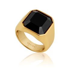 Ora Onyx Ring Sahira Jewelry Design Onyx Ring, Gold Plated Rings, Onyx Stone, Gold Filled Jewelry, Cz Stone, Steel Water, Semi Precious Gemstones, Soho, Jewelry Care