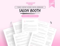 salon rental agreement form with pink background