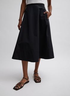 Bonded Luxe Twill Circle Skirt Chic Cotton A-line Pleated Skirt, Modern A-line Relaxed Skirt, Modern A-line Skirt, Workwear Dress With Voluminous Skirt, Workwear Midi Dress With Gathered Skirt, Relaxed Fit Gathered Skirt Dress For Work, Gathered Skirt Dress For Work With Loose Fit, Elegant Cotton Asymmetrical Maxi Skirt, Asymmetrical Skirt With Pleated Waist For Summer