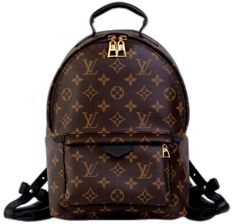 Designer Monogram Canvas Backpack, Luxury School Backpack With Leather Trim, Louis Vuitton Palm Springs, Pm Monogram, Black Leather Backpack, Palm Springs, Leather Backpack, Springs, Tap