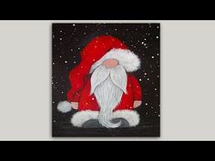 a painting of a santa clause sitting in the snow