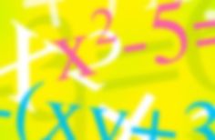 the numbers and symbols are drawn in different colors on a yellow background with blue, pink, and green