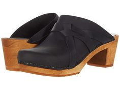 Sanita Manuella - Women's Shoes : Black : Slide into a fashionable, comfortable style with the versatile Sanita Manuella clog sandals. Heeled clogs with a cushioned, open-back silhouette. Oiled leather upper with a decorative knot detail. Flexible wood midsole made from wood harvested from FCS-approved sustainable forests. Rubber outsole for added traction and durable wear. Imported. Measurements: Heel Height: 2 1 4 in Weight: 12 oz Platform Height: 1 in Product measurements were taken using siz Merrell Hiking Boots, Heeled Clogs, Flexible Wood, Black Clogs, Felt Shoes, Wooden Clogs, Clog Heels, Clog Sandals, Comfortable Style