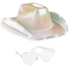 PRICES MAY VARY. ALL-INCLUSIVE COWGIRL SET: Embrace your inner cowgirl with our complete set, featuring a holographic, silver light up cowboy hat and preppy heart-shaped glasses. Perfect for those aspiring rodeo princesses, these accessories will turn any outfit into a cowgirl costume. CAPTIVATING HEART-SHAPED GLASSES: Our premium, captivating heart-shaped glasses are the perfect addition to your cowboy outfit. Adored by kids and adults alike, these glasses are designed to fit most sizes and add Light Up Cowboy Hat, Neon Cowboy Hat, Preppy Heart, Space Cowgirl Costume, Neon Cowboy, Cowboy Hats Women, Light Up Hats, White Cowboy Hat, Cowboy Outfit