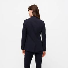 J.Crew: Parke Blazer In Bi-stretch Cotton For Women Cotton Blazer With Hidden Button Closure For Office, Stretch Notch Lapel Blazer For Fall, Fall Stretch Blazer With Notch Lapel, Office Outerwear With Stretch And Notch Lapel, Stretch Blazer For Business Casual, Fitted Cotton Blazer For Work, Chic Cotton Business Blazer, Chic Cotton Blazer For Business, Cotton Outerwear With Notch Lapel For Office