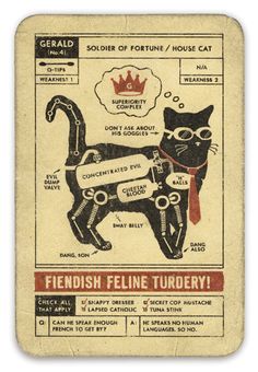 an old poster with a black cat wearing glasses and a crown on it's head