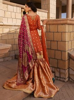 Buy Luxury Bridal Indian Dress in Gharara Kameez in Premium Quality Details with Embellishments paired with Heavy Dupatta. Customizable. Fast Shipping Bridal Indian Dress, Nikah Outfit, Floral Prints Fashion, Bridal Indian, Chic Prom Dresses, Heavy Dupatta, Latest Maxi Dresses, Festival Skirts, Indian Dress