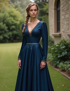 Digital sewing pattern for renaissance victorian maxi dress. ✔️ US Sizes: 2, 4, 6, 8, 10, 12, 14, 16, 18, 20, 22, 24, 26, 28, 30 ✔️ Standard sizes: XS, S, M, L, XL, 2XL, 3XL, 4XL/5XL ✔️These templates are suitable for A4, A0 and US Letter size paper. When you purchase this pattern, you will receive a digital (pdf) sewing pattern and instructions. Once your payment processes, you will automatically receive a download links of pattern files. If you have any problem accessing the files, please don' Blue Medieval Dress, Elvish Dress, Medieval Dress Princess, Medieval Dress Pattern, Celtic Dress, Medieval Princess, Medieval Festival, Medieval Dress, Cosplay Dress