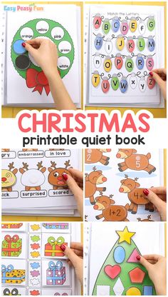 christmas printable quiet book for kids to practice letter recognition and matching letters with their own hands