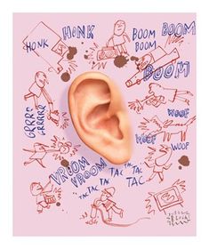 an ear with words written on it