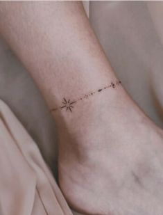 Women Sun Ankle Bracelet Tattoos Celestial Arm Band Tattoo, Dainty Anklet Tattoo, Fineline Ankle Tattoo, Celestial Ankle Tattoo, Star Band Tattoo, Star Bracelet Tattoo, Anklet Tattoos For Women Simple, Tattoo Bands Women, Ankle Band Tattoo Women