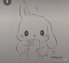 a drawing of a rabbit holding a camera