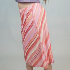 Y2k Striped Beaded skirt! Sherbet pastel colorway knee length skirt by New York & Company. Size M with stretch! Waist: 32"Hips: 40"Length: 25" Y2k Long Summer Skirt, Y2k Style Long Summer Skirt, Y2k Long Skirt For Summer, Y2k Lined Skirt For Spring, Y2k Style Multicolor Summer Skirt, Multicolor Y2k Style Summer Skirt, Casual Pink Knee-length Skirt, Casual Knee-length Pink Skirt, Casual Pink Midi Length Bottoms