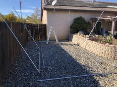 the back yard is graveled and ready to be planted