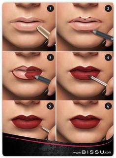 Makeup Contouring, Contouring Makeup, Apply Lipstick, Red Lip Makeup, Lip Makeup Tutorial, Smink Inspiration, Eye Makeup Steps