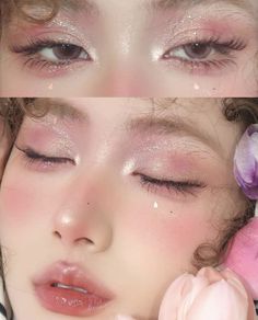 Crystal Makeup, Ethereal Makeup, Fairy Makeup, Fancy Makeup, Asian Eye Makeup, Eye Makeup Art, Kiss Makeup, Pink Makeup