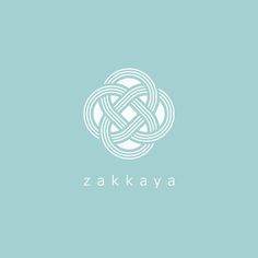 the word zakaya written in white on a blue background with an intricate knot