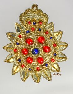 "A gorgeous, unsigned handmade brooch from the late 40's to early 50's. They are similar to Miriam Haskell by the design and the bead work. These brooch measures 2 3/4\" x 2 1/4\".. We got this at Estate sale and in very good condition. Multiple Jewelry International Shipping Discount: 1-7 pieces of Single Jewelry = $19.99. We combine shipping, If you want to take advantage of the reduced shipping you must contact us before you pay for your items so we can send you a corrected invoice. Thank You Traditional Brooch Jewelry For Party, Traditional Party Brooch Jewelry, Traditional Party Jewelry With Brooch, Vintage Red Brooches For Festive Occasion, Handmade Victorian Brooches For Ceremonial Use, Traditional Red Handmade Brooch, Traditional Handmade Red Brooches, Imperial Crown, Embroidered Brooch