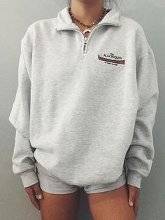 Quarter Zip Printed Sweatshirt - AnotherChill Preppy Mode, Estilo Preppy, Winter Pullover, Collared Sweatshirt, Sweatshirts Online, Mode Inspiration, White Sweatshirt, Grey Sweatshirt, Preppy Style