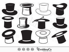 the silhouettes of hats and top hats