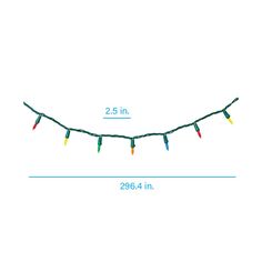 a line of christmas lights is shown with the length for each light to be adjusted