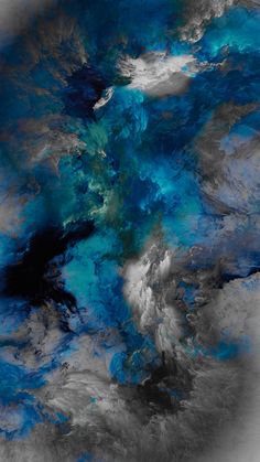 an abstract painting with blue and grey colors on it's surface, as seen from space