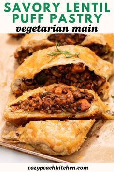 savory lentil puff pastry with vegetarian main