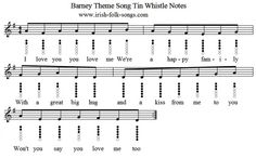 sheet music with words and notes for the song, bunny theme song tin whistle notes