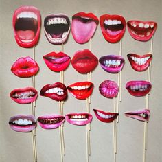 many different types of mouths on sticks