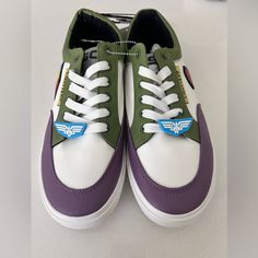 These Buzz Lightyear Sneakers Are New With Tags Without A Box. The Outsole Measures 11.5” X 4”. Shoes Disney, Disney Shoes, Buzz Lightyear, Lace Up Sneakers, Sneakers Shoes, Mens Shoes Sneakers, Disney Pixar, A Box, Pixar