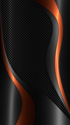 an abstract black and orange background with metallic lines on the bottom, along with dark metal mesh