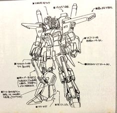 an image of a drawing of a robot with its parts labeled in english and japanese