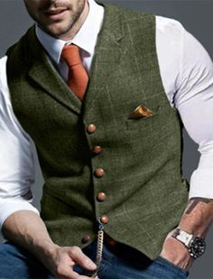 Men's Tweed Check Retro Vintage Vest Tailored Fit Notch Single Breasted More-button Light Green Blue Dark Green 2024 2024 - $35.99 Vest Tailored, Elven Wedding, Suits Groom, 2024 Wardrobe, Wedding Vest, Mens Vest Fashion, Orange Suit, Slim Vest, Green Vest