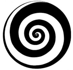 a black and white photo of a spiral in the middle of it's image