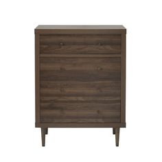 the chest of drawers is made from wood and has three drawers, one with two handles