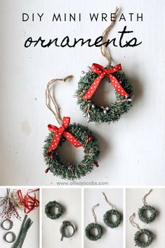 diy mini wreath ornaments made with yarn and twine are perfect for christmas decor