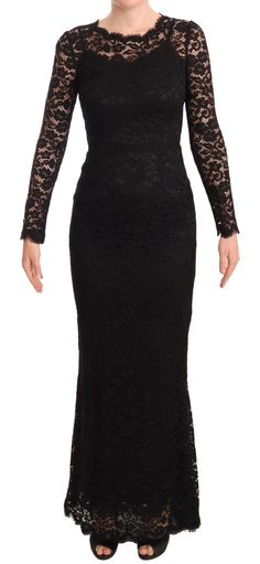 Dolce & Gabbana Black Cotton Lace Mermaid Long Sleeves Dress - Ellie Belle Lace Mermaid Dress, Long Sleeves Dress, Dolce Gabbana Dress, Lace Mermaid, Women Long Sleeve Dress, Sleeves Dress, Dolce E Gabbana, Mermaid Dress, Dolce & Gabbana