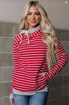 Red & white stripes with grey accents Triple Stretch. TTS for a slim fit, size up for a looser fitMaterial: 95% Cotton, 5% Spandex ***not a true color match with Ampersand Avenue Peppermint Stripe Joggers***