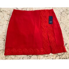 Crown & Ivy Fresh Red Crotchet Accent Skort Size 6 Brand New With Tags See Pics For Measurements Red Lace Trim Summer Bottoms, Fitted Red Bottoms With Lace Trim, Red Fitted Bottoms With Lace Trim, Christmas Skirt, Navy Blue Skirt, Dressy Skirts, Checkered Skirt, Tiered Ruffle Skirt, Wrap Mini Skirt