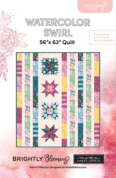 the watercolor swirl quilt pattern is shown