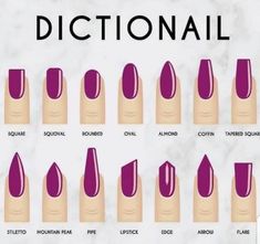 Nails Shapes And Lengths, Nails Types, Type Nails, Types Of Nails Shapes, Epic Nails, Emerald Nails, Different Types Of Nails, Nail Types, Lipstick Nails