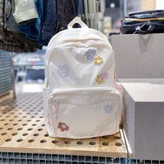 UAKISS - 2024 Korean Floral Casual Backpacks Japanese High-capacity Schoolbags Y2k Aesthetic Fairy Women Backpack for College Students Size:40*29*14CM White Harajuku Backpack For Back To School, White Harajuku Style Backpack For Back To School, Back To School Harajuku Style White Backpack, White Harajuku Backpack With Large Capacity, White Harajuku Backpack For Students, Harajuku Style White Backpack For Travel, White Harajuku Style Backpack For Travel, Harajuku Style White Travel Backpack, White Harajuku Student Backpack