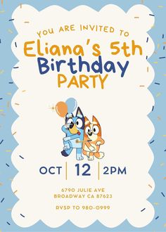 an image of a birthday party with cartoon characters on the front and back of it