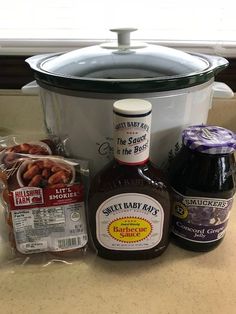 the ingredients to make sweet baby buns are displayed in front of an instant pressure cooker